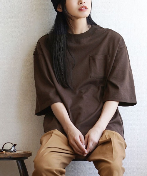 zootie（ズーティー）の「シミヘン加工 フレンチバスクシャツ［半袖］（Tシャツ/カットソー・レディース・ネイビー/ブラック/チャコール/バーガンディー/ベージュ系その他/ライラック/グリーン/オフホワイト/グレー/ベージュ系その他2/ピンク/杢グレー/ブラック系その他/ダークグリーン/レッド/ロイヤルブルー/チョコ/ライトブルー/イエロー系その他/ライトピンク/ライトイエロー/ミント/レッド系その他・フリー）」の7枚目の写真
