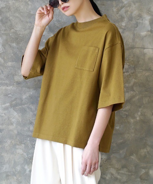 zootie（ズーティー）の「シミヘン加工 フレンチバスクシャツ［半袖］（Tシャツ/カットソー・レディース・ネイビー/ブラック/チャコール/バーガンディー/ベージュ系その他/ライラック/グリーン/オフホワイト/グレー/ベージュ系その他2/ピンク/杢グレー/ブラック系その他/ダークグリーン/レッド/ロイヤルブルー/チョコ/ライトブルー/イエロー系その他/ライトピンク/ライトイエロー/ミント/レッド系その他・フリー）」の18枚目の写真