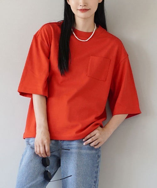 zootie（ズーティー）の「シミヘン加工 フレンチバスクシャツ［半袖］（Tシャツ/カットソー・レディース・ネイビー/ブラック/チャコール/バーガンディー/ベージュ系その他/ライラック/グリーン/オフホワイト/グレー/ベージュ系その他2/ピンク/杢グレー/ブラック系その他/ダークグリーン/レッド/ロイヤルブルー/チョコ/ライトブルー/イエロー系その他/ライトピンク/ライトイエロー/ミント/レッド系その他・フリー）」の21枚目の写真