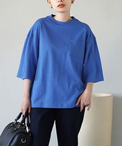 zootie（ズーティー）の「シミヘン加工 フレンチバスクシャツ［半袖］（Tシャツ/カットソー・レディース・ネイビー/ブラック/チャコール/バーガンディー/ベージュ系その他/ライラック/グリーン/オフホワイト/グレー/ベージュ系その他2/ピンク/杢グレー/ブラック系その他/ダークグリーン/レッド/ロイヤルブルー/チョコ/ライトブルー/イエロー系その他/ライトピンク/ライトイエロー/ミント/レッド系その他・フリー）」の15枚目の写真