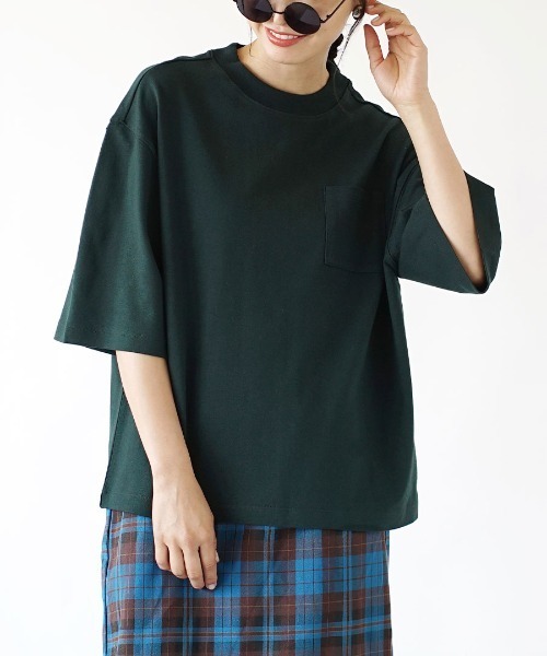 zootie（ズーティー）の「シミヘン加工 フレンチバスクシャツ［半袖］（Tシャツ/カットソー・レディース・ネイビー/ブラック/チャコール/バーガンディー/ベージュ系その他/ライラック/グリーン/オフホワイト/グレー/ベージュ系その他2/ピンク/杢グレー/ブラック系その他/ダークグリーン/レッド/ロイヤルブルー/チョコ/ライトブルー/イエロー系その他/ライトピンク/ライトイエロー/ミント/レッド系その他・フリー）」の10枚目の写真