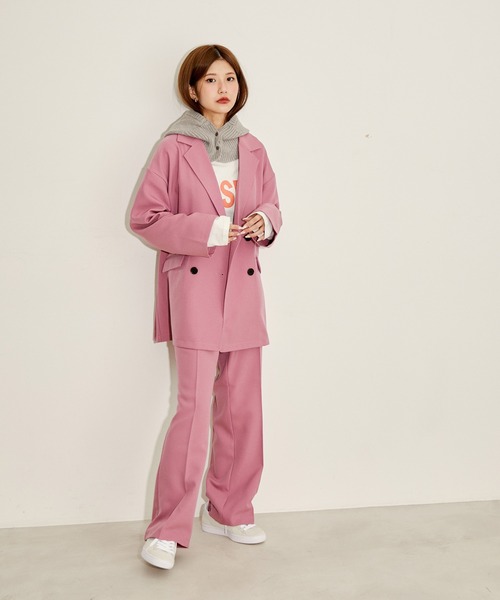 vis-`a-vis（ビサビ）の「【WEB限定】【洗える】ゆるジャケット＆フレアパンツセット（スラックス・レディース・ベージュ系その他/ブラック/ピンク・S/M）」の16枚目の写真