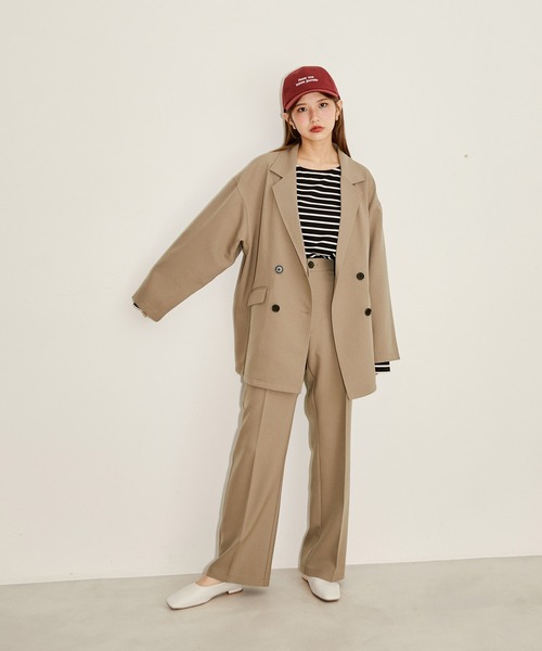 vis-`a-vis（ビサビ）の「【WEB限定】【洗える】ゆるジャケット＆フレアパンツセット（スラックス・レディース・ベージュ系その他/ブラック/ピンク・S/M）」の20枚目の写真