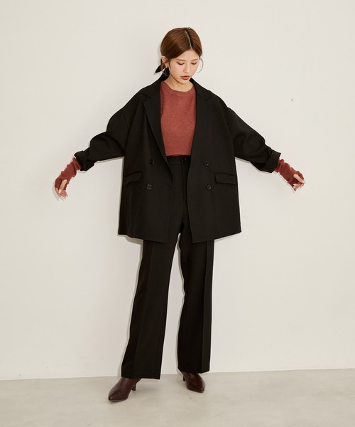 vis-`a-vis（ビサビ）の「【WEB限定】【洗える】ゆるジャケット＆フレアパンツセット（スラックス・レディース・ベージュ系その他/ブラック/ピンク・S/M）」の17枚目の写真