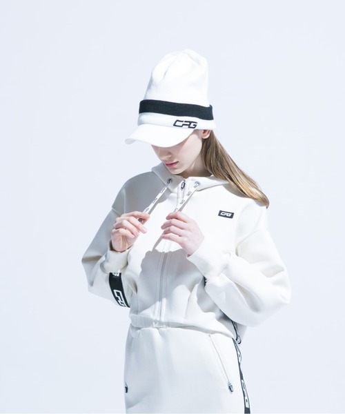 CPG GOLF（シーピージーゴルフ）の「Corrugated cardboard cocoon silhouette jacket（ダンボールコクーンシルエットジャケット）（パーカー・レディース・ホワイト/ブラック・SMALL/MEDIUM/LARGE）」の5枚目の写真