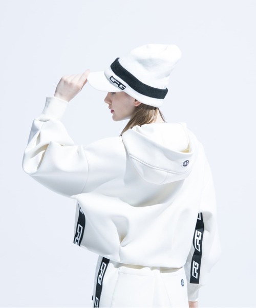 CPG GOLF（シーピージーゴルフ）の「Corrugated cardboard cocoon silhouette jacket（ダンボールコクーンシルエットジャケット）（パーカー・レディース・ホワイト/ブラック・SMALL/MEDIUM/LARGE）」の3枚目の写真