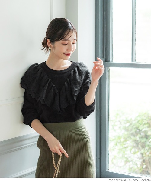coca（coca）（コカ）の「レースドッキングニット（ニット/セーター・レディース・ホワイト/ブラック・M/L）」の11枚目の写真
