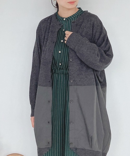 AS KNOW AS plus(アズノゥアズプラス)の「♪ゆるり切替コクーンカーディガン(カーディガン/ボレロ・レディース・チャコールグレー/ダークグリーン/ライトベージュ/アイボリー/グリーン/レッド/ネイビー/グレー系その他/ライム/グレー系/グリーン系/ベージュ系/イエロー系/ネイビー系/ダークグリーン系1/ベージュ系1/グレー系1/ダークパープル/グレー系2/アイボリー系2/ライトグリーン系2/グレー系その他2/イエロー系3/ダークグリーン系3/グレー系3/ベージュ系3・FREE)」の3枚目の写真