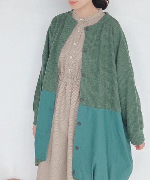 AS KNOW AS plus(アズノゥアズプラス)の「♪ゆるり切替コクーンカーディガン(カーディガン/ボレロ・レディース・チャコールグレー/ダークグリーン/ライトベージュ/アイボリー/グリーン/レッド/ネイビー/グレー系その他/ライム/グレー系/グリーン系/ベージュ系/イエロー系/ネイビー系/ダークグリーン系1/ベージュ系1/グレー系1/ダークパープル/グレー系2/アイボリー系2/ライトグリーン系2/グレー系その他2/イエロー系3/ダークグリーン系3/グレー系3/ベージュ系3・FREE)」の15枚目の写真