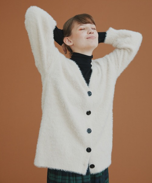 EDIT Gris（エディットグリ）の「シャギーカーディガン（カーディガン/ボレロ・レディース・ブラック/グレー/アイボリー・FREE）」の2枚目の写真