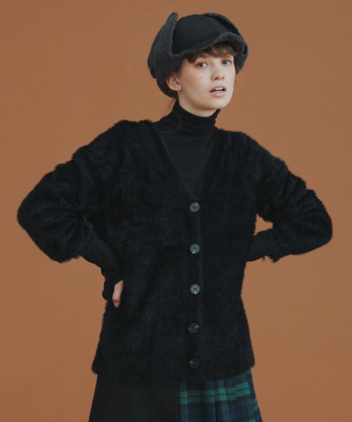 EDIT Gris（エディットグリ）の「シャギーカーディガン（カーディガン/ボレロ・レディース・ブラック/グレー/アイボリー・FREE）」の3枚目の写真