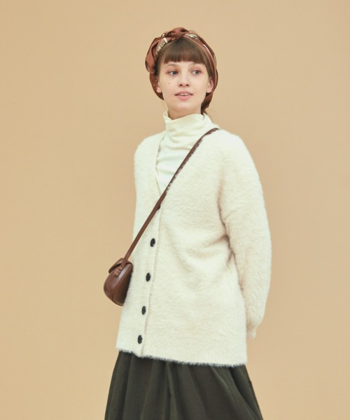 EDIT Gris（エディットグリ）の「シャギーカーディガン（カーディガン/ボレロ・レディース・ブラック/グレー/アイボリー・FREE）」の4枚目の写真