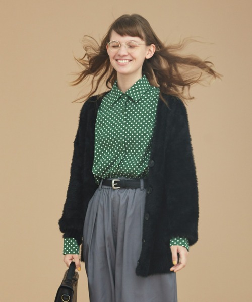 EDIT Gris（エディットグリ）の「シャギーカーディガン（カーディガン/ボレロ・レディース・ブラック/グレー/アイボリー・FREE）」の9枚目の写真