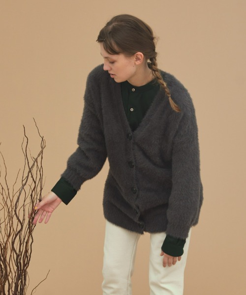 EDIT Gris（エディットグリ）の「シャギーカーディガン（カーディガン/ボレロ・レディース・ブラック/グレー/アイボリー・FREE）」の14枚目の写真