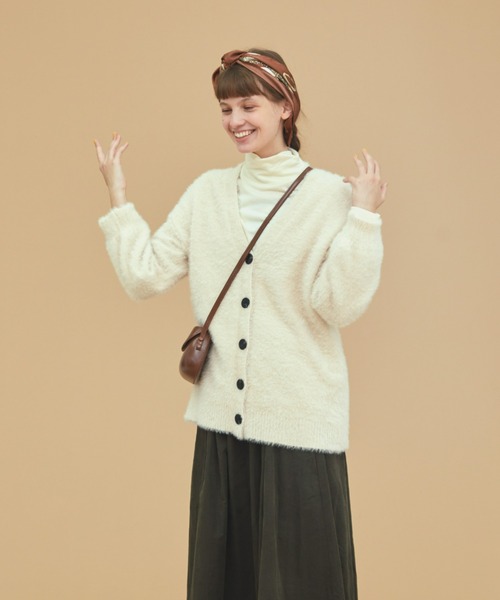 EDIT Gris（エディットグリ）の「シャギーカーディガン（カーディガン/ボレロ・レディース・ブラック/グレー/アイボリー・FREE）」の20枚目の写真