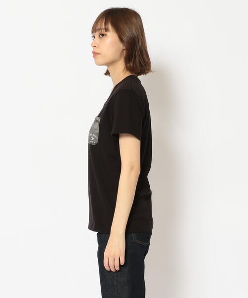 AVIREX（アヴィレックス）の「CAMO PRINT COMBI POCKET T-SHIRT/ カモプリントコンビポケットティーシャツ（Tシャツ/カットソー・レディース・ラベンダー/ホワイト系2/ブラック・L/M/S）」の4枚目の写真
