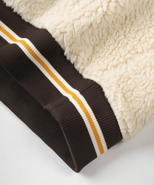 CONVERSE（コンバース）の「【CONVERSE/コンバース】ビッグシルエット シューズワンポイント刺繍 リブライン ボアハーフジップ プルパーカー/裏ボア ハーフジップフーディー（パーカー・レディース・ダークグリーン/ブラック/クリーム/ダークブルー・M/L/XL）」の10枚目の写真