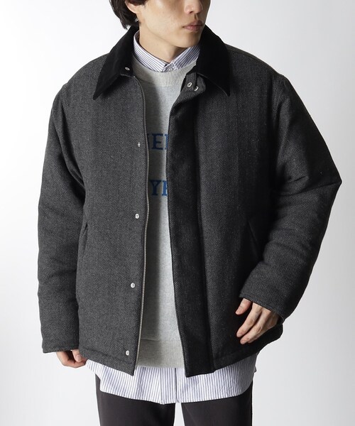 THE SHOP TK (ザ ショップ ティーケー )の「◆【軽量中綿入り】ヘリンボンブルゾン(ブルゾン・メンズ・ダークブラウン/グレー・02/03/04)」の1枚目の写真
