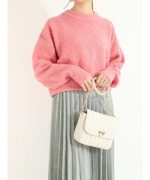 Te chichi(テチチ)の「ブークレー片畦ニット(ニット/セーター・レディース・ベージュ/ピンク/グリーン・フリ-)」の4枚目の写真