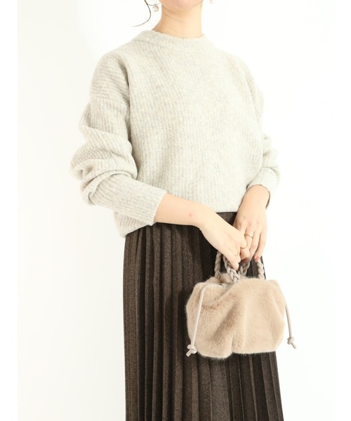 Te chichi(テチチ)の「ブークレー片畦ニット(ニット/セーター・レディース・ベージュ/ピンク/グリーン・フリ-)」の2枚目の写真