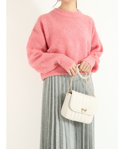 Te chichi(テチチ)の「ブークレー片畦ニット(ニット/セーター・レディース・ベージュ/ピンク/グリーン・フリ-)」の1枚目の写真