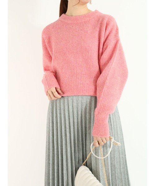 Te chichi(テチチ)の「ブークレー片畦ニット(ニット/セーター・レディース・ベージュ/ピンク/グリーン・フリ-)」の9枚目の写真