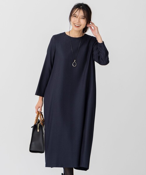 セール】ウールジョーゼット Aライン ワンピース（ワンピース）｜23区