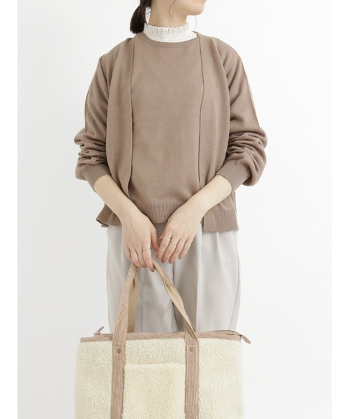 Samansa Mos2 blue（サマンサモスモスブルー）の「フリルネックロンT（Tシャツ/カットソー・レディース・オフホワイト/ブラック/モカ・MEDIUM/LARGE）」の12枚目の写真