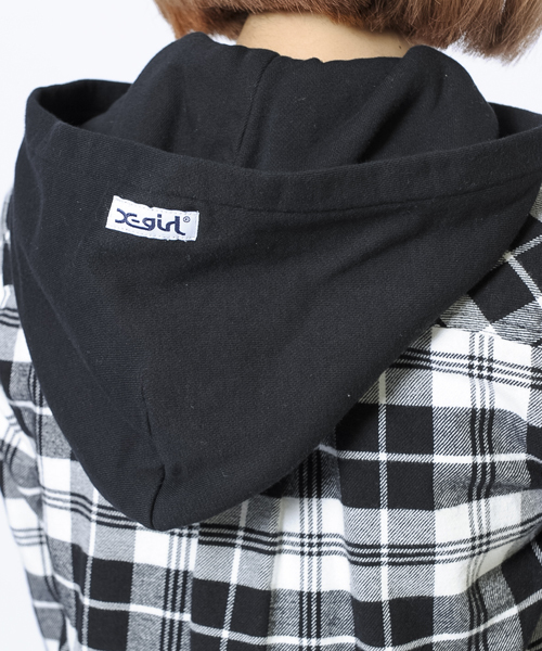 X-girl（エックスガール）の「FLANNEL PLAID ALL IN ONE（つなぎ/オールインワン・レディース・ブラック/レッド/A・2/1）」の10枚目の写真