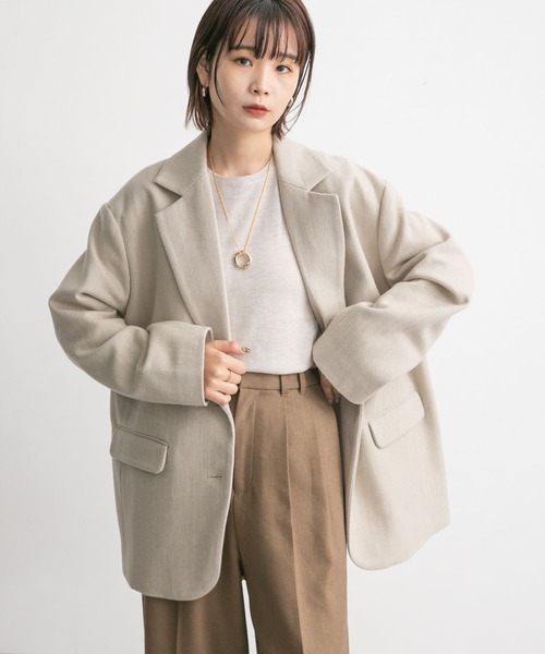 KBF(ケイビーエフ)の「ヘリンボーンジャケットコート(その他アウター・レディース・ベージュ/ブラウン/ブラック・ONE)」の5枚目の写真