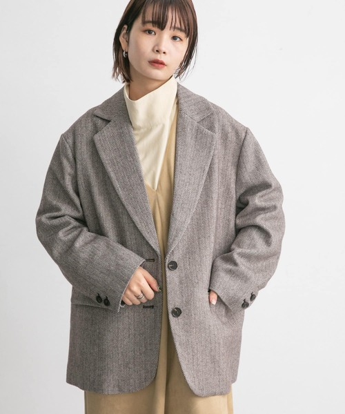 KBF(ケイビーエフ)の「ヘリンボーンジャケットコート(その他アウター・レディース・ベージュ/ブラウン/ブラック・ONE)」の17枚目の写真