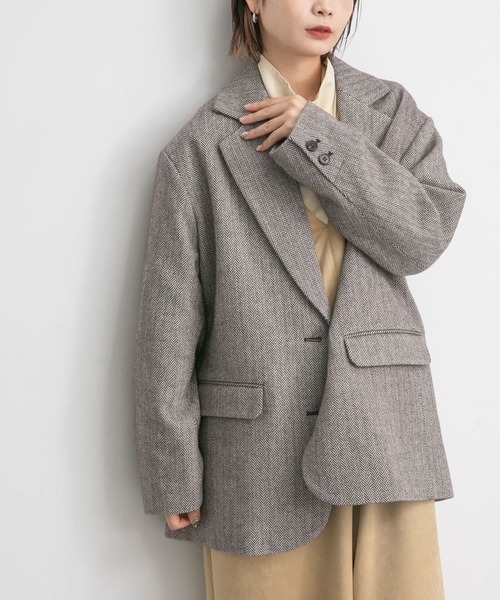 KBF(ケイビーエフ)の「ヘリンボーンジャケットコート(その他アウター・レディース・ベージュ/ブラウン/ブラック・ONE)」の18枚目の写真