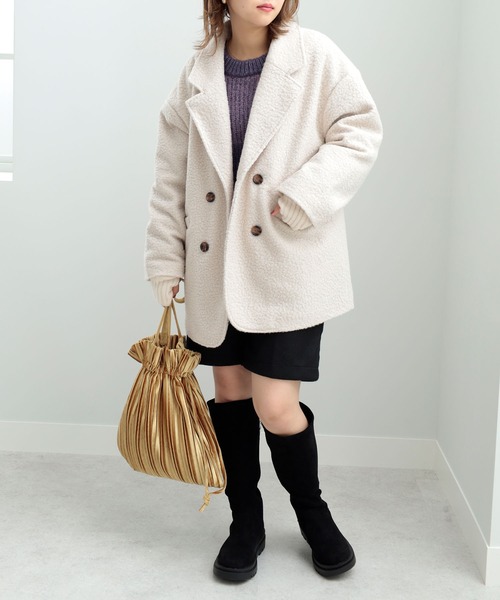 GeeRA(ジーラ)の「リングツイードジャケットコート(その他アウター・レディース・アイボリー/モカ・MEDIUM/LARGE)」の6枚目の写真
