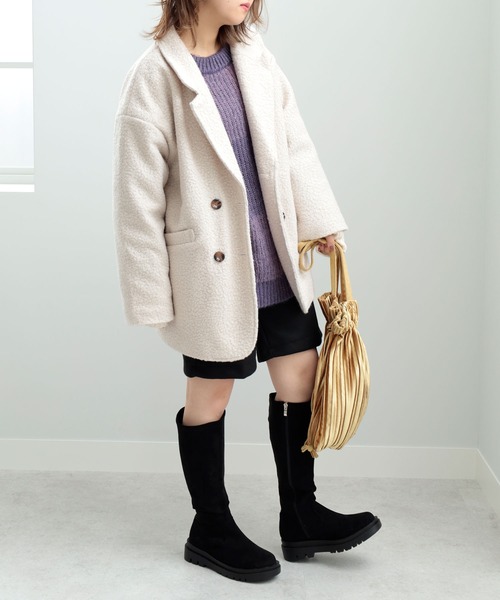 GeeRA(ジーラ)の「リングツイードジャケットコート(その他アウター・レディース・アイボリー/モカ・MEDIUM/LARGE)」の7枚目の写真