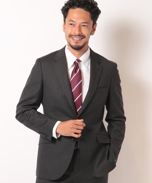 MEN'S BIGI(メンズビギ)の「スーパー100S ヘリンボーンスーツセットアップ(セットアップ・メンズ・グレー/ネイビー・01/02/03/04)」の2枚目の写真