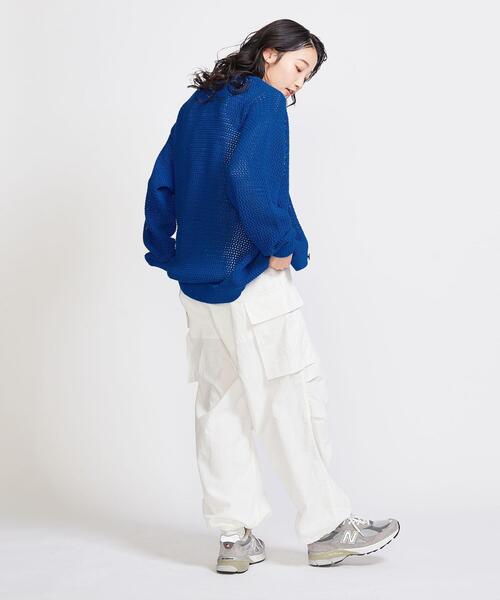 info. BEAUTY&YOUTH(インフォビューティアンドユース)の「【WEB限定】 <info. BEAUTY&YOUTH> バルーンシルエット メッシュ カーディガン(カーディガン/ボレロ・メンズ・コバルトブルー/ベージュ/ブラック・S/M/L)」の7枚目の写真