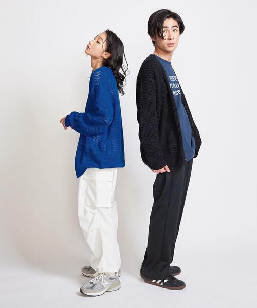 info. BEAUTY&YOUTH(インフォビューティアンドユース)の「【WEB限定】 <info. BEAUTY&YOUTH> バルーンシルエット メッシュ カーディガン(カーディガン/ボレロ・メンズ・コバルトブルー/ベージュ/ブラック・S/M/L)」の14枚目の写真