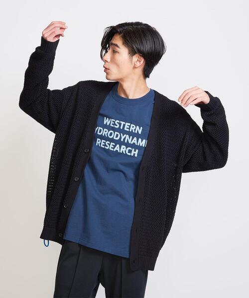 info. BEAUTY&YOUTH(インフォビューティアンドユース)の「【WEB限定】 <info. BEAUTY&YOUTH> バルーンシルエット メッシュ カーディガン(カーディガン/ボレロ・メンズ・コバルトブルー/ベージュ/ブラック・S/M/L)」の2枚目の写真