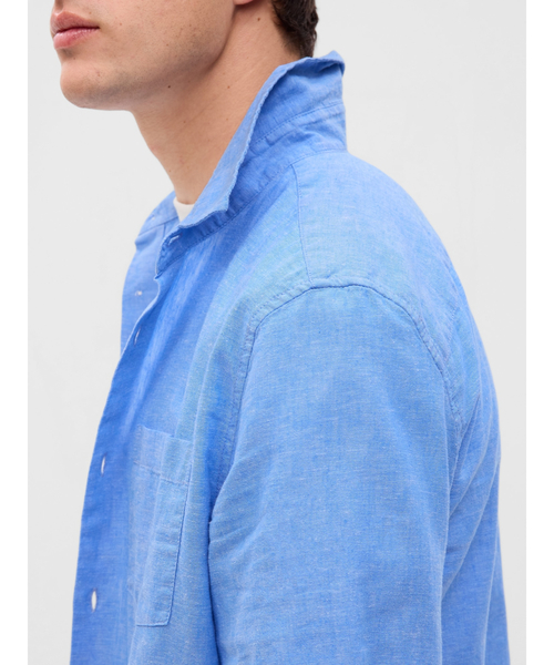 GAP（ギャップ）の「リネンコットンシャツ（シャツ/ブラウス・メンズ・ピンク/ベージュ/ネイビー/ブラック/ライトブルー/ホワイト/チェック/その他/ターコイズブルー・S/M/L/XL/XS）」の11枚目の写真