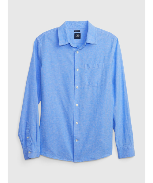 GAP（ギャップ）の「リネンコットンシャツ（シャツ/ブラウス・メンズ・ピンク/ベージュ/ネイビー/ブラック/ライトブルー/ホワイト/チェック/その他/ターコイズブルー・S/M/L/XL/XS）」の12枚目の写真