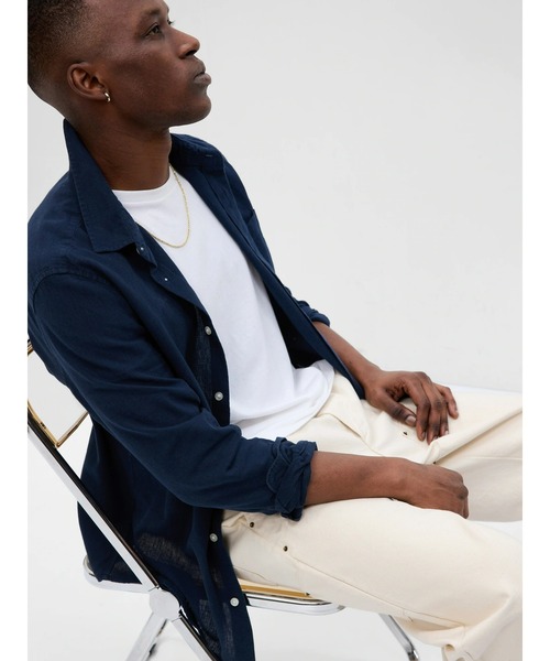 GAP（ギャップ）の「リネンコットンシャツ（シャツ/ブラウス・メンズ・ピンク/ベージュ/ネイビー/ブラック/ライトブルー/ホワイト/チェック/その他/ターコイズブルー・S/M/L/XL/XS）」の5枚目の写真
