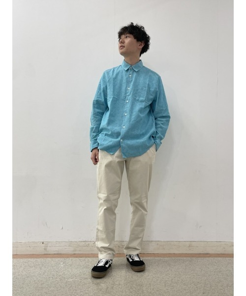GAP（ギャップ）の「リネンコットンシャツ（シャツ/ブラウス・メンズ・ピンク/ベージュ/ネイビー/ブラック/ライトブルー/ホワイト/チェック/その他/ターコイズブルー・S/M/L/XL/XS）」の17枚目の写真