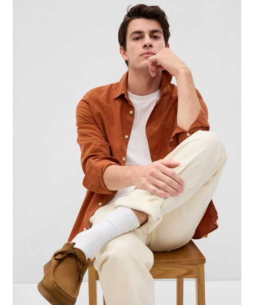 GAP（ギャップ）の「リネンコットンシャツ（シャツ/ブラウス・メンズ・ピンク/ベージュ/ネイビー/ブラック/ライトブルー/ホワイト/チェック/その他/ターコイズブルー・S/M/L/XL/XS）」の22枚目の写真