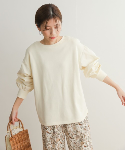 URBAN RESEARCH DOORS（アーバンリサーチドアーズ）の「袖布帛ドッキングプルオーバー（Tシャツ/カットソー・レディース・アイボリー/グレー系その他・MEDIUM）」の4枚目の写真