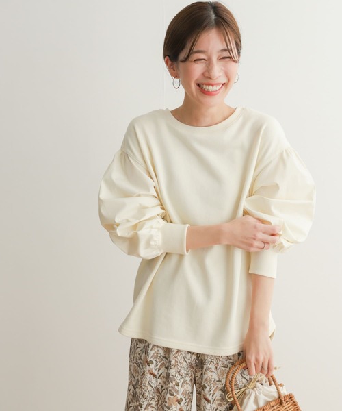 URBAN RESEARCH DOORS（アーバンリサーチドアーズ）の「袖布帛ドッキングプルオーバー（Tシャツ/カットソー・レディース・アイボリー/グレー系その他・MEDIUM）」の5枚目の写真