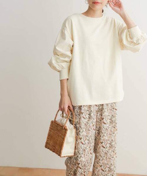 URBAN RESEARCH DOORS（アーバンリサーチドアーズ）の「袖布帛ドッキングプルオーバー（Tシャツ/カットソー・レディース・アイボリー/グレー系その他・MEDIUM）」の7枚目の写真