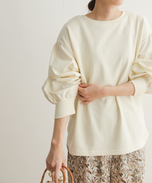 URBAN RESEARCH DOORS（アーバンリサーチドアーズ）の「袖布帛ドッキングプルオーバー（Tシャツ/カットソー・レディース・アイボリー/グレー系その他・MEDIUM）」の8枚目の写真