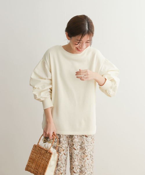 URBAN RESEARCH DOORS（アーバンリサーチドアーズ）の「袖布帛ドッキングプルオーバー（Tシャツ/カットソー・レディース・アイボリー/グレー系その他・MEDIUM）」の12枚目の写真