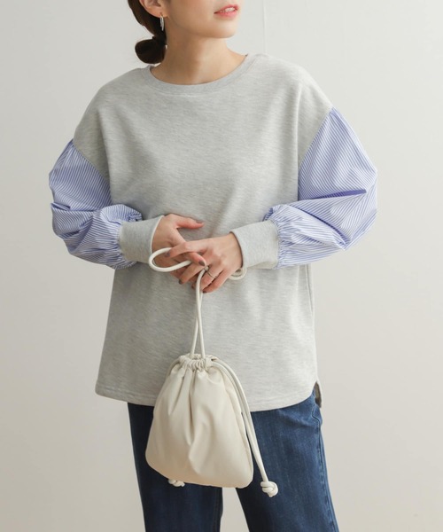 URBAN RESEARCH DOORS（アーバンリサーチドアーズ）の「袖布帛ドッキングプルオーバー（Tシャツ/カットソー・レディース・アイボリー/グレー系その他・MEDIUM）」の18枚目の写真