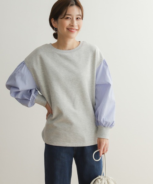 URBAN RESEARCH DOORS（アーバンリサーチドアーズ）の「袖布帛ドッキングプルオーバー（Tシャツ/カットソー・レディース・アイボリー/グレー系その他・MEDIUM）」の19枚目の写真